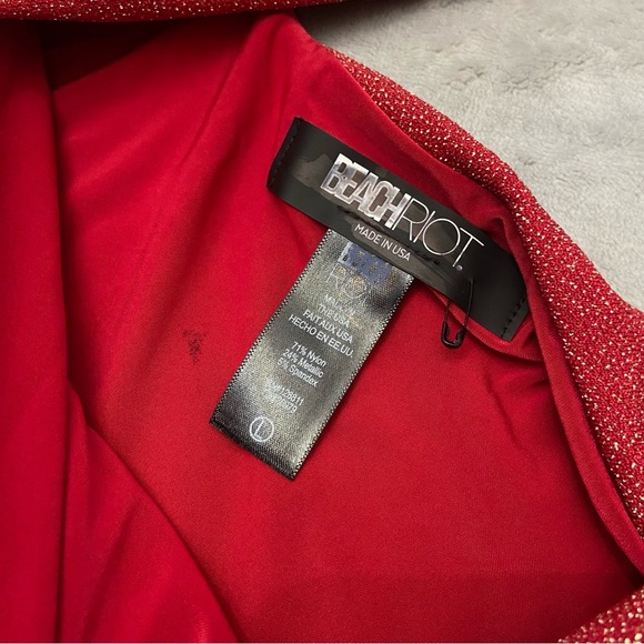 New! Beach Riot Red Metallic Celine One Shoulder One Piece Swimsuit 24035 - Picture 8 of 10